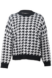 Moda Street Geometric Patchwork Contraste O Neck Tops Sweater