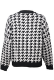 Moda Street Geometric Patchwork Contraste O Neck Tops Sweater