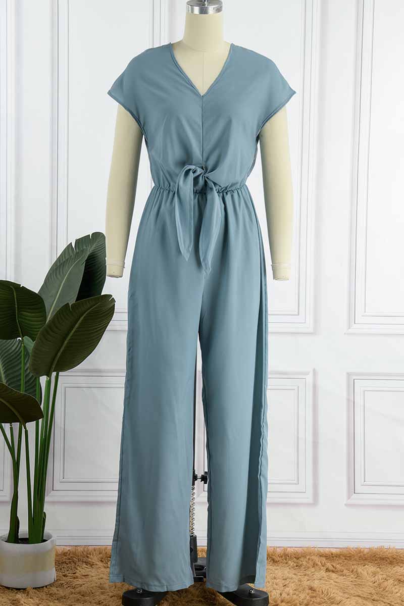 Fashion Street Solid Backless V Neck Loose Jumpsuits(3 Colors) – Bohonini