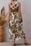 Elegant Vacation Floral Patchwork O Neck A Line Dresses