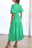 Sweet Elegant Solid Fold V Neck A Line Dresses