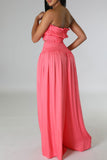 Casual Solid Backless Strapless Sleeveless Two Pieces(3 Colors)