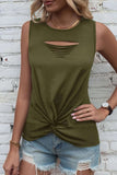 Simplicity Solid Ripped O Neck Tops(6 Colors)