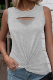 Simplicity Solid Ripped O Neck Tops(6 Colors)