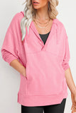 Casual Solid Pocket V Neck Tops