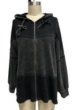 Casual Solid Make Old Zipper Hooded Collar Outerwear(3 Colors)