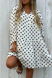 Elegant Print Polka Dot Flounce V Neck A Line Dresses