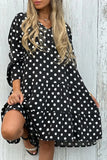 Elegant Print Polka Dot Flounce V Neck A Line Dresses