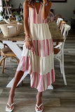 Casual Striped Patchwork V Neck Dresses