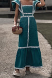 Casual Elegant Plaid Patchwork Flounce Square Collar A Line Dresses(3 Colors)