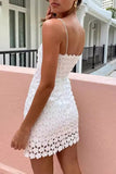 Sexy Solid Lace Hollowed Out One Step Skirt Dresses
