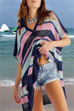 Casual Patchwork Hollowed Out Contrast Swimwears Cover Up