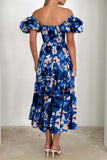 Elegant Floral Patchwork Off the Shoulder A Line Dresses(3 Colors)