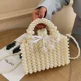 Casual Daily Solid Patchwork Pearl Weave Bags