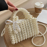 Casual Daily Solid Patchwork Pearl Weave Bags