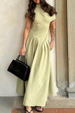 Elegant Simplicity Solid Fold Oblique Collar A Line Dresses