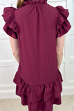 Casual Geometric Print Embroidered Sequins Pocket Ruffle V Neck Irregular Dresses