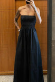 Casual Street Solid Color Patchwork Strapless Strapless Dresses
