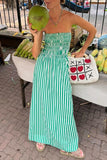 Casual Daily Striped Print Contrast Strapless Printed Dresses