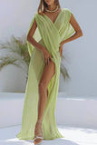 Sexy Solid Color See-Through Slit Swimwears Cover Up