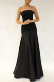 Sexy Formal Patchwork Backless Contrast Strapless Long Dresses