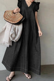 Casual Solid Color Basic V Neck Sleeveless Loose Denim Dresses(3 Colors)