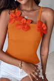 Sexy Casual Solid Color Flowers Patchwork Spaghetti Strap Tops(8 Colors)