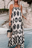 Casual Street Geometric Print U Neck Sling Dresses