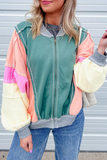 Casual Street Colorblock Distressed Patchwork Contrast O Neck Outerwear