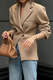 Casual Daily Solid Color Buttons Turn-back Collar Outerwear