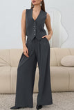 Casual Daily Solid Color Buckle Ruched V Neck Sleeveless Two Pieces