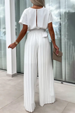 Casual Solid Color With Belt Pleated Pile Heap Collar Loose Jumpsuits(3 Colors)