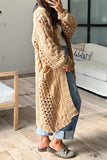 Casual Daily Solid Color Hollow Out Pocket Cardigan Collar Cardigans