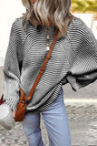 Casual Daily Stripe Texture Contrast O Neck Sweaters(6 Colors)