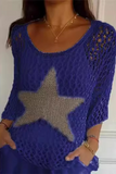 Sexy The stars Hollow Out See-Through U Neck Sweaters(8 Colors)