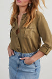 Casual Daily Solid Color Pocket Buttons Turndown Collar Blouses(4 Colors)