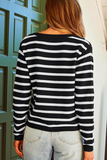 Casual Daily Stripe Buttons Weave O Neck Outerwear(8 Colors)