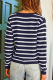 Casual Daily Stripe Buttons Weave O Neck Outerwear(8 Colors)