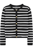 Casual Daily Stripe Buttons Weave O Neck Outerwear(8 Colors)