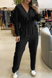 Casual Patchwork V Neck Fitted Jumpsuits(3 Colors)