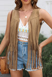 Casual Solid Color Fringed Trim V Neck Waistcoats(6 Colors)