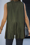 Casual Solid Color Fringed Trim V Neck Waistcoats(6 Colors)