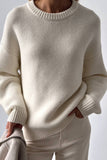 Casual Daily Solid Color Weave O Neck Sweaters