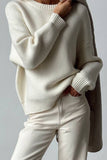 Casual Daily Solid Color Weave O Neck Sweaters