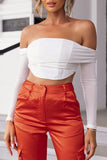 Sexy Solid Color Ruched Off Shoulder Tops