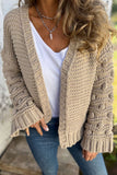 Casual Solid Color Weave V Neck Outerwear(5 Colors)