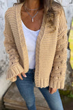 Casual Solid Color Weave V Neck Outerwear(5 Colors)