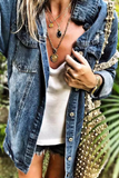 Casual Street Ripped Distressed Turndown Collar Outerwear