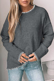 Casual Daily Patchwork Contrast O Neck Sweaters(3 Colors)