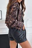 Casual Street Zebra Print Leopard Buttons Contrast Turn-back Collar Outerwear(3 Colors)